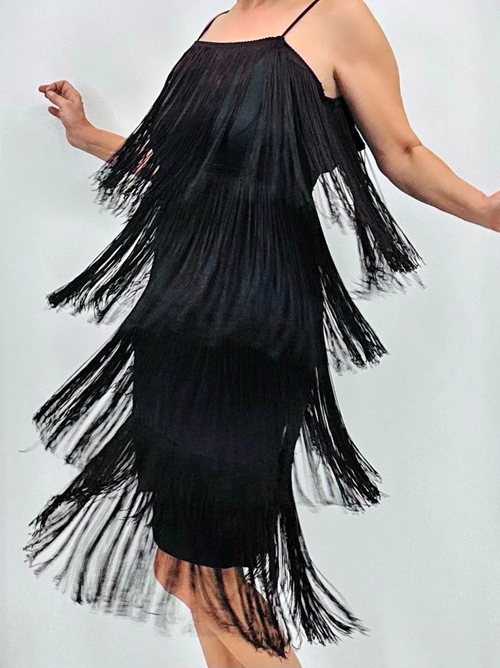 Vintage 60s Does Roaring 20s Great Gatsby Art Deco Fringe Flapper Dress
